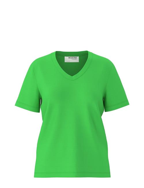Slfmyessential Ss V-Neck Tee Noos Selected Green