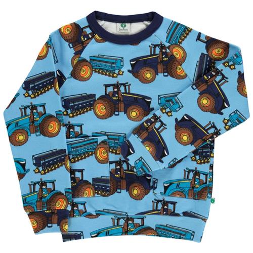 Småfolk Mønstret Sweatshirt Med Traktorer Blue Grotto | Blå | 2-3 years