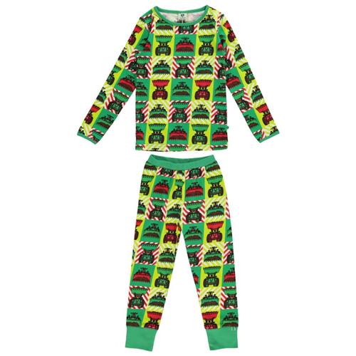 Se Småfolk Mønstret Pyjamas Med Gravemaskiner Grøn | Grønn | 3-4 years ved Babyshop