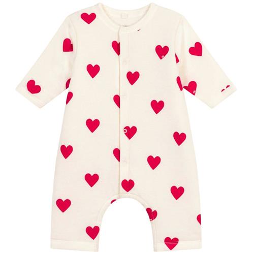 Petit Bateau Hjertemønstret Heldragt Cremefarvet | Hvid | 3 months