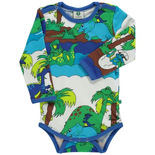 Småfolk Mønstret Babybody Med Dinosauruser Blue Atoll | Blå | 56 cm