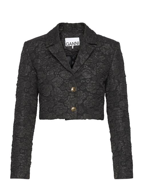 Ganni Stretch Jacquard Cropped Blazer Ganni Black