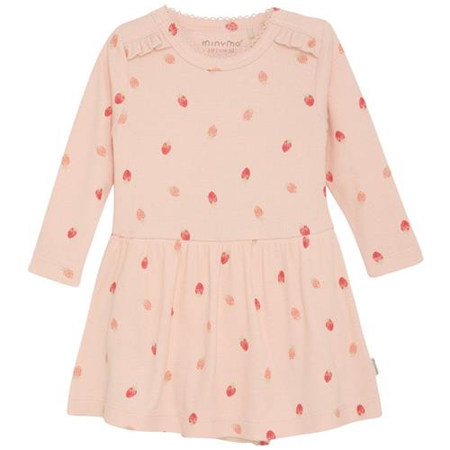 Minymo Mønstret Ribbet Bodykjole Spanish Villa | Lyserød | 86 cm