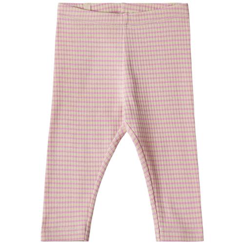 Se Wheat Jules Stribede Leggings Pink Lilac | Lyserød | 68 cm ved Babyshop