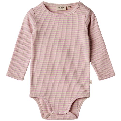 Se Wheat Berti Stribet Babybody Pink Lilac | Lyserød | 86 cm ved Babyshop