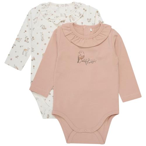 Fixoni GOTS 2-pak Mønstrete Babybodyer Mahogany Rose | Lyserød | 56 cm