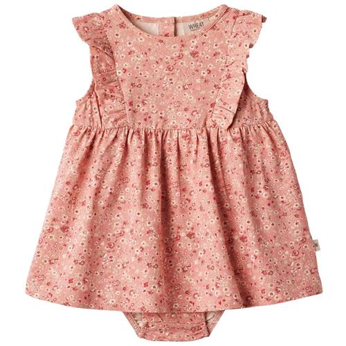 Se Wheat Vianna Mønstret Bodykjole Rosette Flowers | Lyserød | 68 cm ved Babyshop