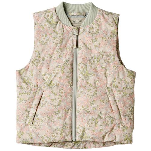 Wheat Andre Mønstret Puffervest Sea Salt Roses | Lyserød | 92 cm