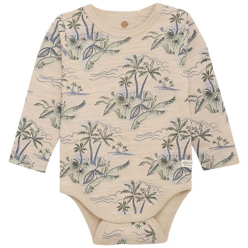 Se EnFant Stribet Babybody Cement | Beige | 74 cm ved Babyshop