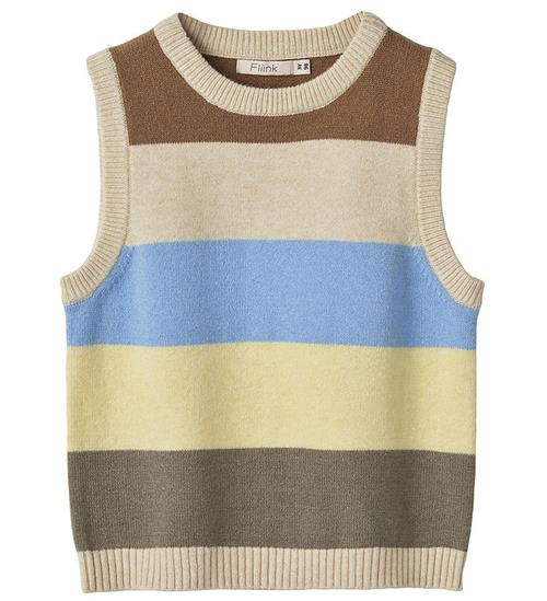 Se Fliink Fliink Vest - Strik - Multi Stripe - Sandshell ved KidsWorld