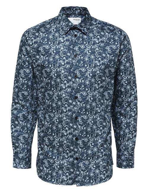 Slhslim-Ethan Shirt Ls Aop Noos Selected Blue