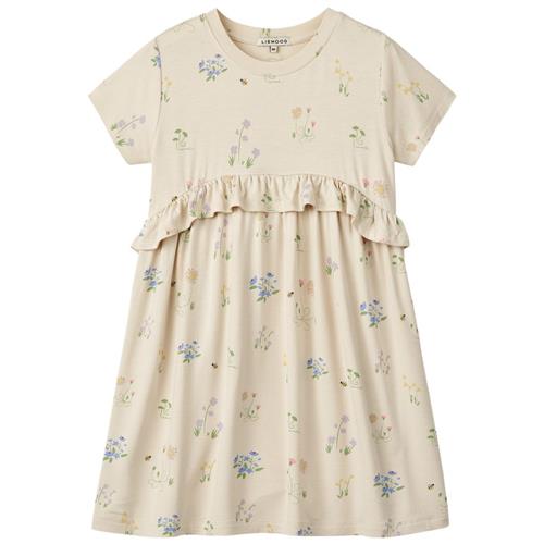 Se Liewood Hilma Mønstret Kjole Flora/Sandy | Beige | 98 cm ved Babyshop