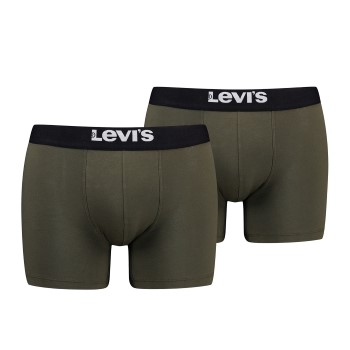 Se Levis 2P Men Solid Basic Boxer Brief Khaki bomuld Medium Herre ved Timarco