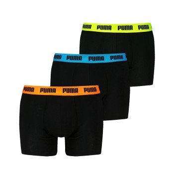 Puma 3P Men Everyday Boxer Sort/Orange bomuld Medium Herre