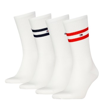 Tommy Hilfiger Legwear Tommy Hilfiger Strømper 4P Men Sport Stripe Sock Hvid Str 43/46 Herre