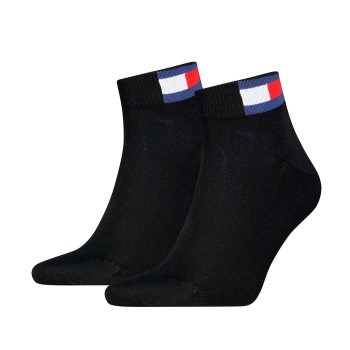 Tommy Hilfiger Legwear Tommy Men Uni Flag Quarter Sock Strømper 2P Sort Str 43/46