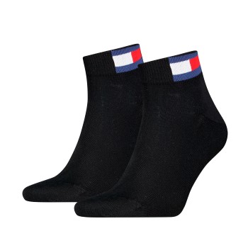 Tommy Hilfiger Legwear Tommy Men Uni Flag Quarter Sock Strømper 2P Sort Str 43/46 Herre