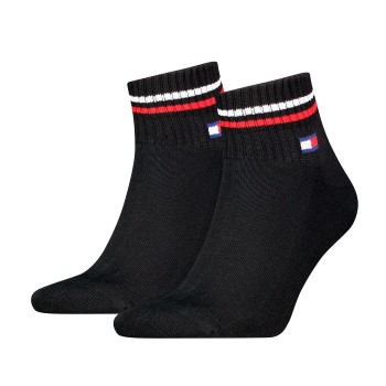 Tommy Hilfiger Legwear Tommy Men Uni TJ Iconic Quarter Socks Strømper 2P Sort Str 43/46