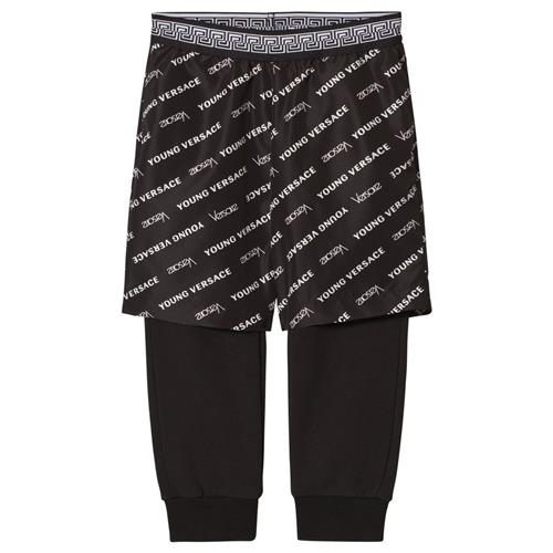 Versace Black Logo Print Shorts and Sweat Pants Set | Sort | 6 years