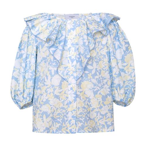 Paade Mode Blomstret Bluse Anemone Blue 5 Y  Blå  5 år  kvinde