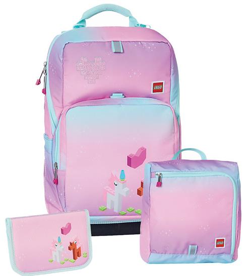 Se LEGOÂ® Tasker LEGOÂ® Iconic Sparkle SkoletaskesÃ¦t - Optimo - BlÃ¥/Pink m. Print ved KidsWorld