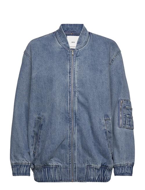 Denim Bomber Jacket Mango Blue