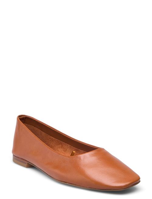 Mango Leather Ballet Flats Mango Brown