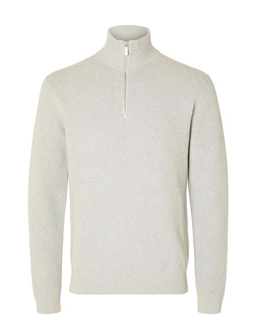 Se Selected Homme Slhdane Ls Knit Structure Half Zip Noos Selected Homme Grey ved Booztlet