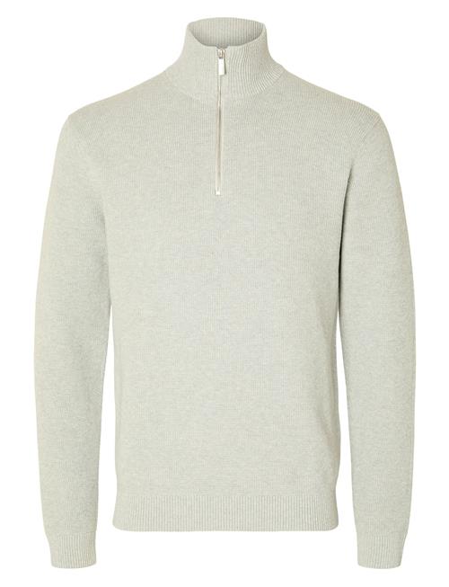 Slhdane Ls Knit Structure Half Zip Noos Selected Grey