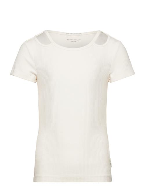 Cut Out Rib T-Shirt Tom Tailor White