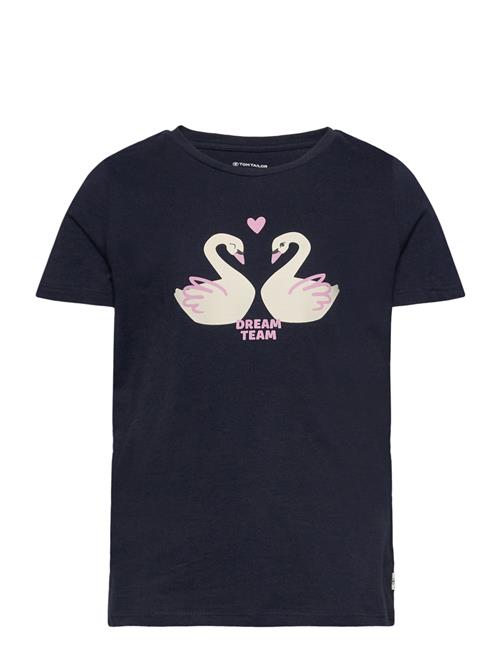 Se Tom Tailor Printed T-Shirt Tom Tailor Navy ved Booztlet