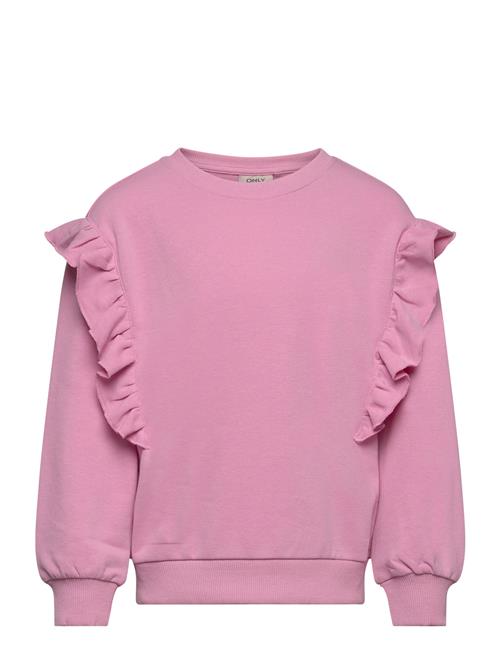 Se Kids Only Kmgnew Ofelia L/S Frill O-Neck Ub Swt Kids Only Pink ved Booztlet