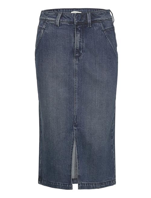 Denim Skirt With Slit Tom Tailor Blue