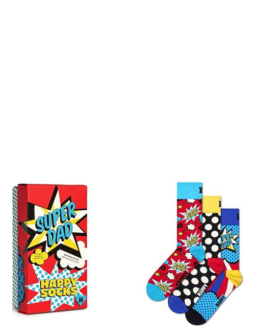 3-Pack Super Dad Socks Gift Set Happy Socks Patterned