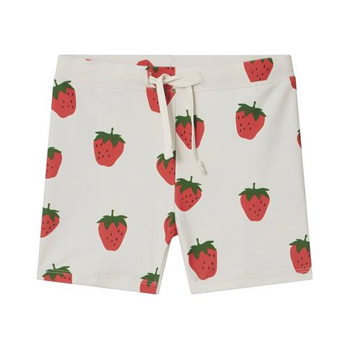 Kuling Vaxholm Mønstrete Badebukser Med Jordbær Cremefarvet 86/92 cm  Hvid  86/92 cm  Unisex