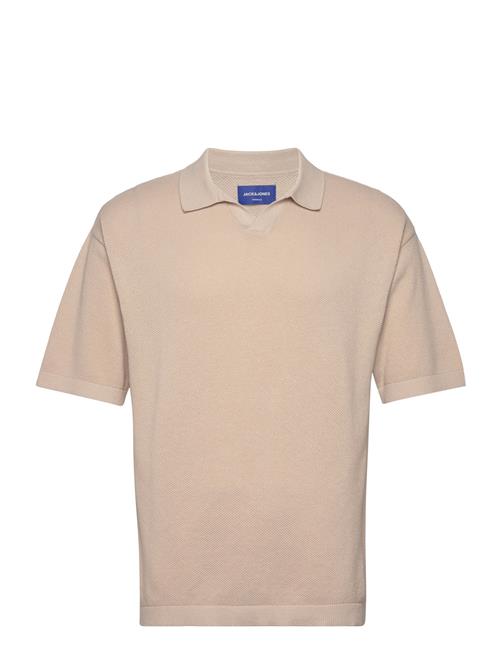 Se Jack & Jones Jorlinen Blend Knit Ss Polo Sn Jack & J S Beige ved Booztlet