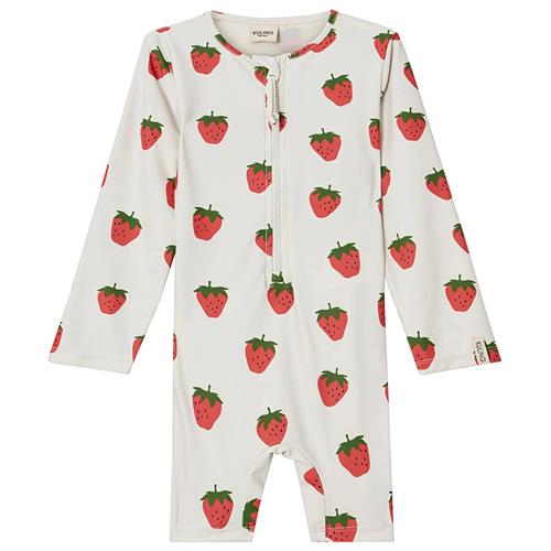 Kuling Paros Mønstret UV-dragt Med Jordbær Foggy White 74/80 cm  Hvid  74/80 cm  Unisex