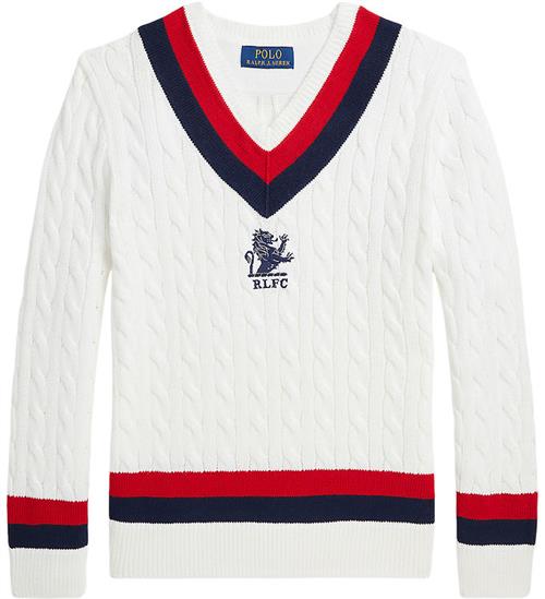 Se Polo Ralph Lauren Bluse - Strik - Deckwash White m. Navy/RÃ¸d ved KidsWorld