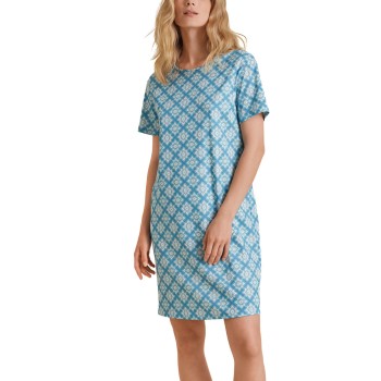 Calida Daylight Dreams Short Sleeved Nightdress Blå Mønster bomuld X-Small Dame