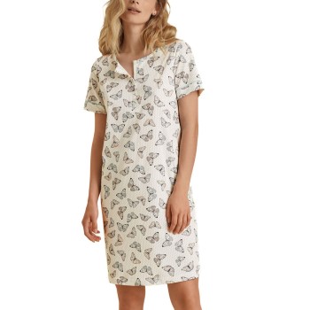 Calida Night Lovers Sleepshirt Hvid Mønster bomuld Large Dame