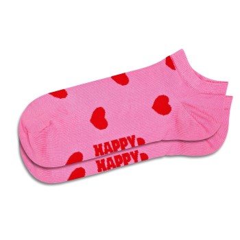 Happy socks Strømper Hearts Low Sock Rosa/Rød bomuld Str 41/46