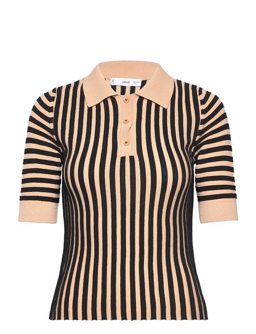 Se Mango Striped Polo-Neck Sweater Mango Brown ved Booztlet