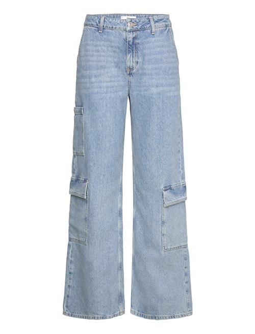 Mango Loose Cargo Jeans With Pockets Mango Blue