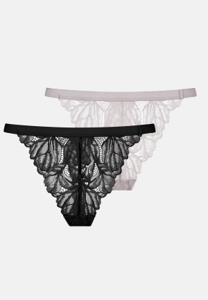 Se DORINA Trisha String 2-Pack 2X0345- Black/Lilac XS ved Bubbleroom