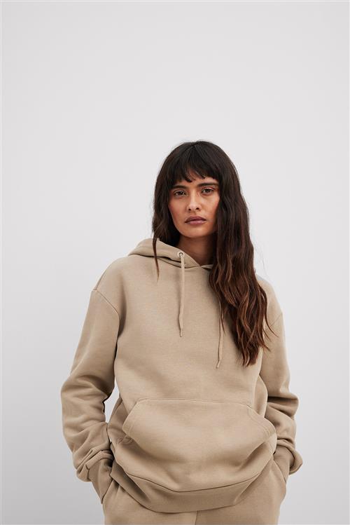 NA-KD Basic Oversize børstet hættetrøje - Beige