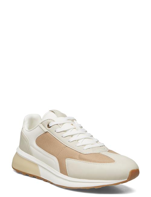 Mango Leather Mixed Sneakers Mango Beige