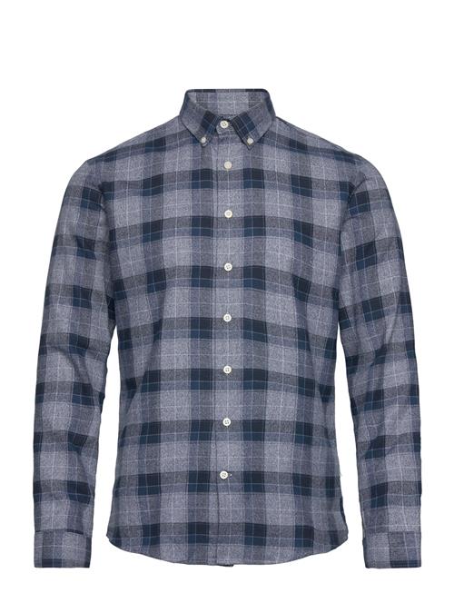 Lindbergh Twisted Yarn Checked Shirt L/S Lindbergh Blue