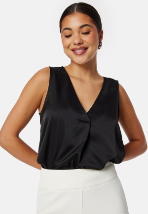 BUBBLEROOM Demi Satin Top Black L