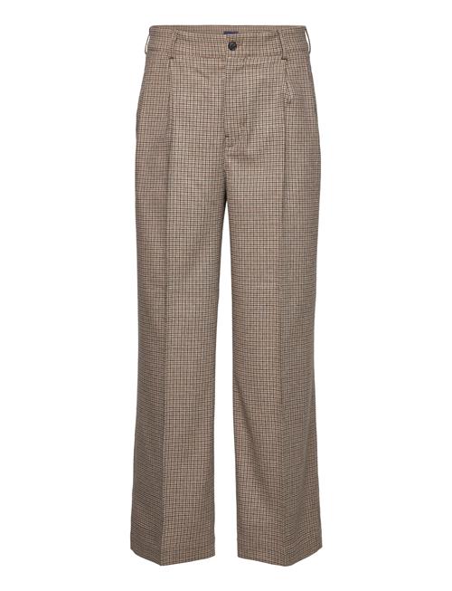 Se GANT D2. Pleated Checked Suit Pant GANT Beige ved Booztlet