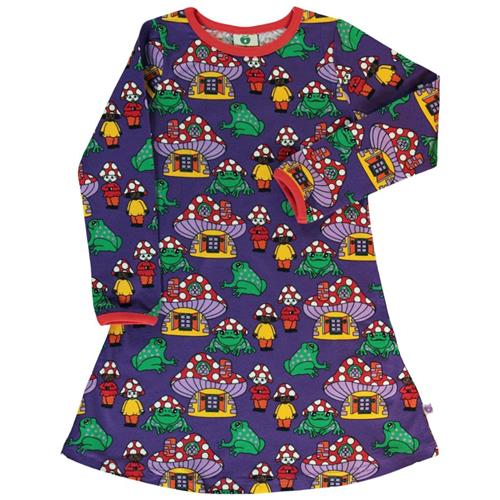 Småfolk Mushroom Houses Mønstret Kjole Purple Heart | Lilla | 2-3 years